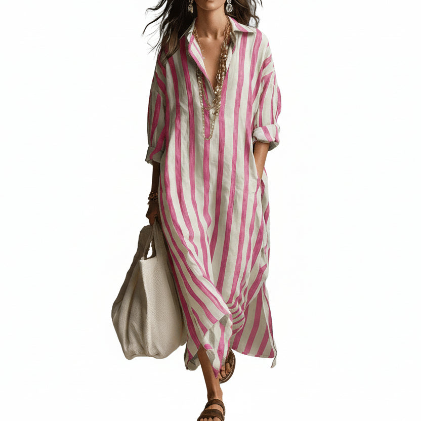 SUMMERBREEZE™ Triibuline Naiste Maxi Kleit