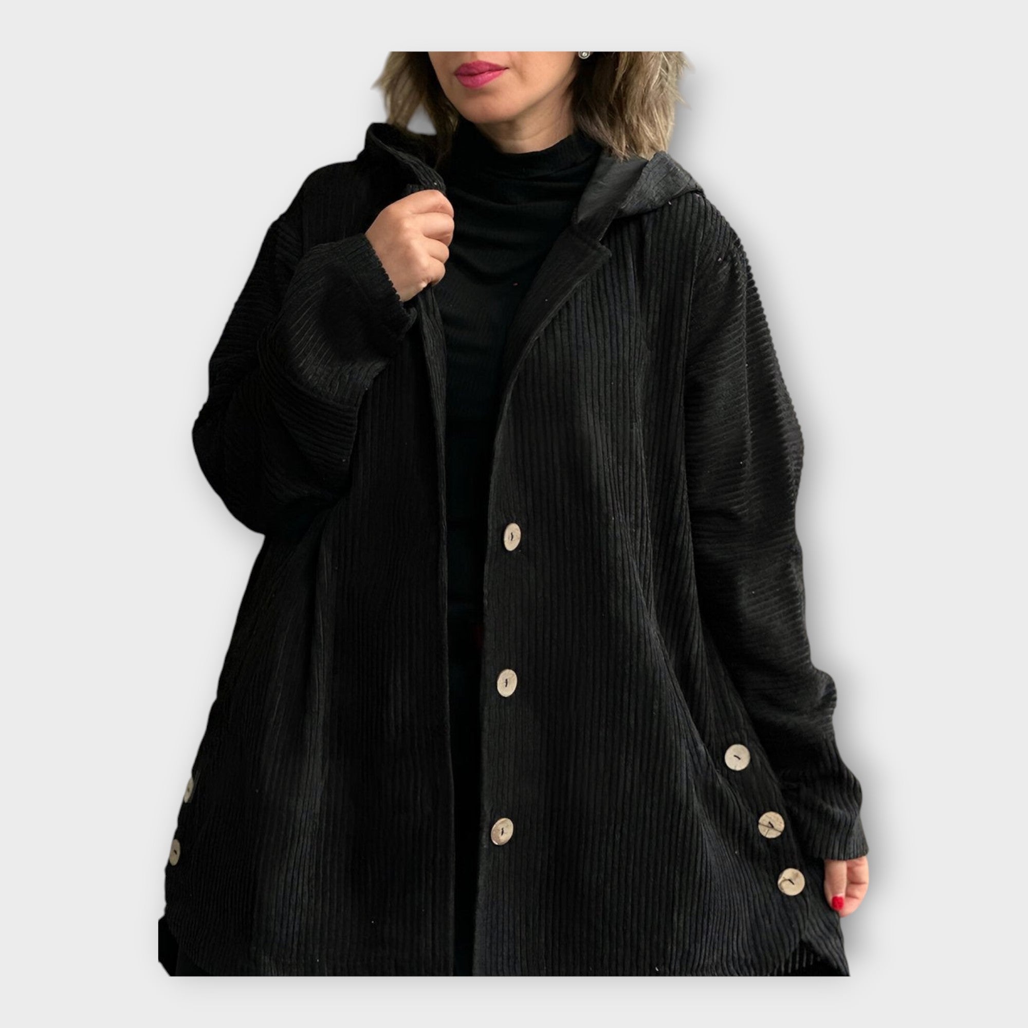 Helena Signature Velvet Sweater Coat with Classic Silhouette
