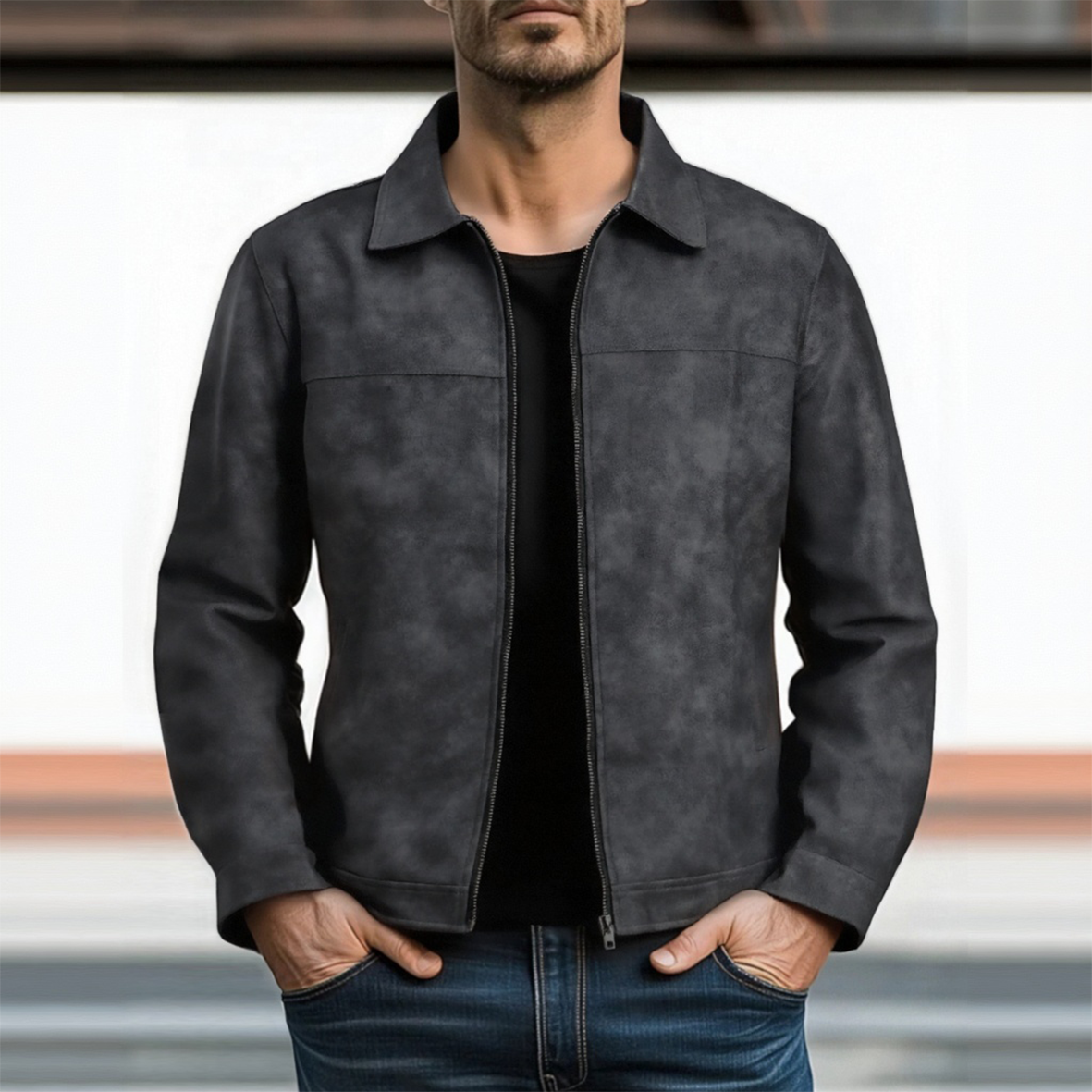 Men's Retro Distressed Leather Jacket