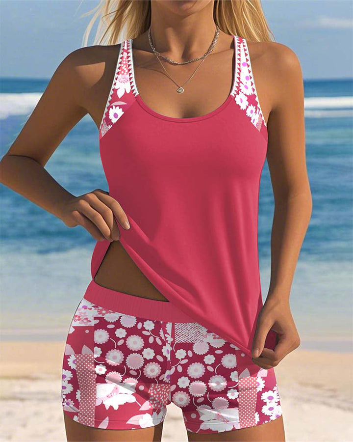 Tankini con short floral para mujer