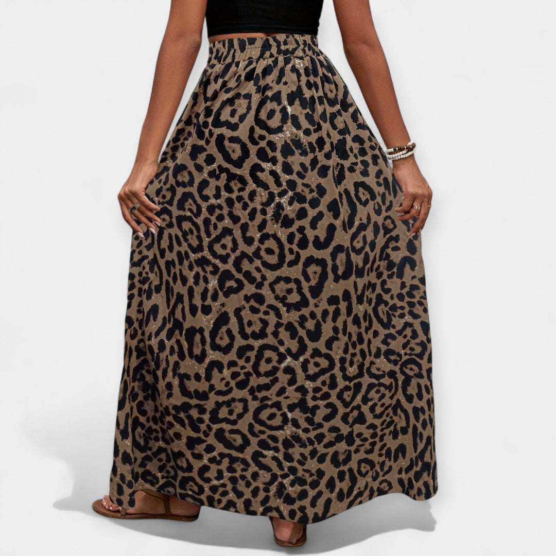 Falda midi con estampado de leopardo