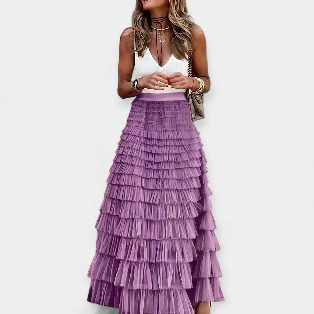 Falda boho con borde de red