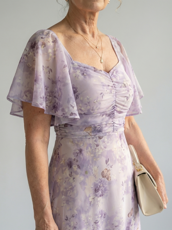 Victoria | Vestido Midi con Mangas Flutter