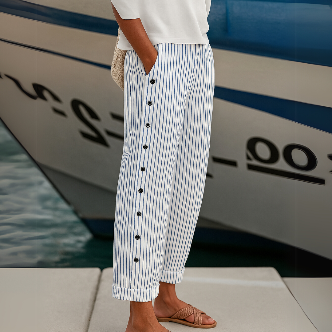 Caitlin™ Pantalón de Rayas con Botones