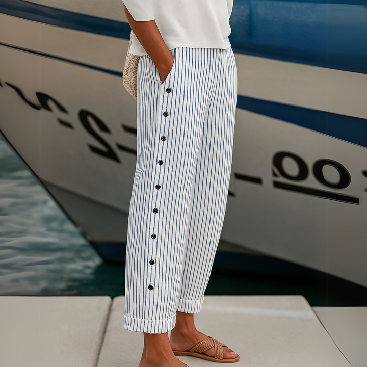 Caitlin™ Pantalón de Rayas con Botones
