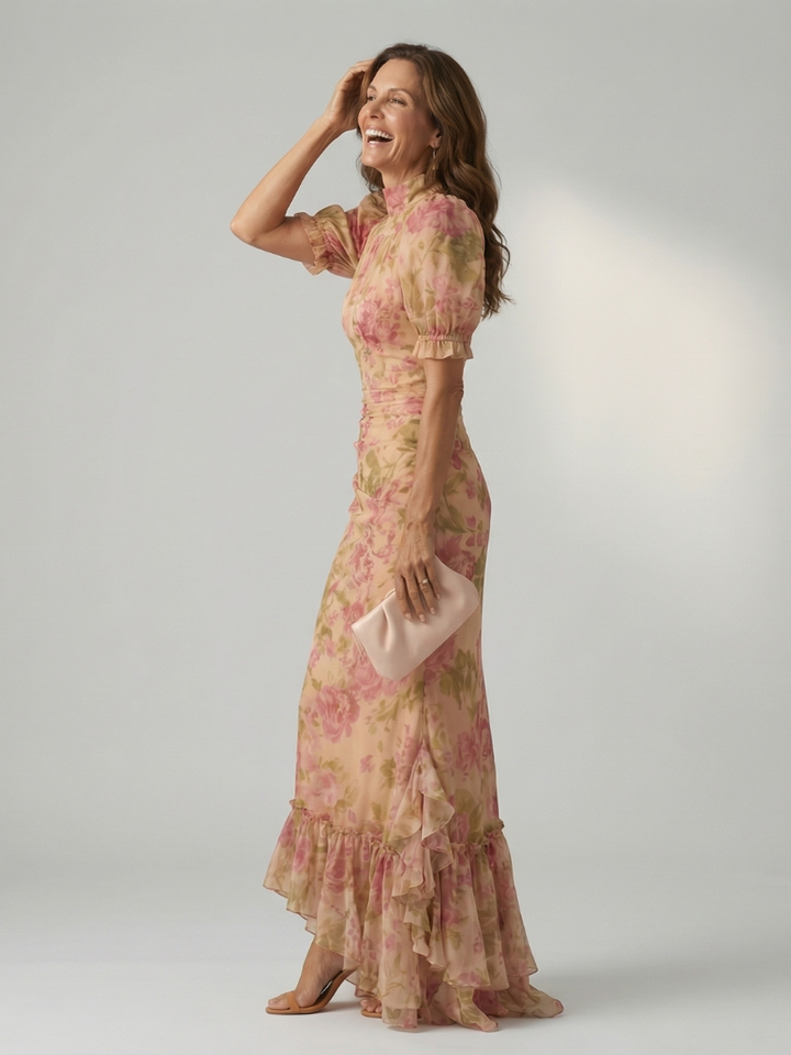 Cayetana | Vestido Maxi de Cuello Alto Suave