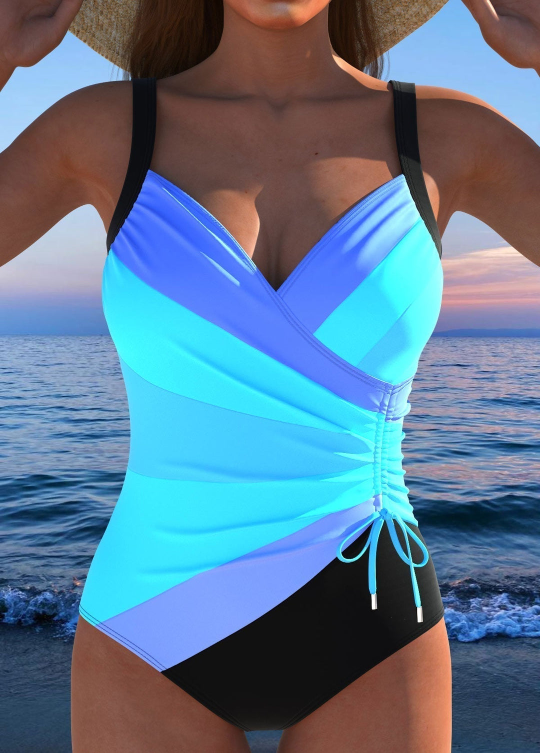 Bañador drapeado estampado para mujer