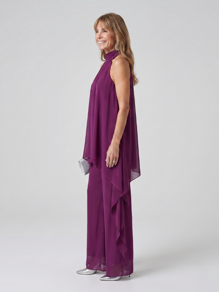 Blanca | Conjunto de Túnica Asimétrica con Cuello Halter