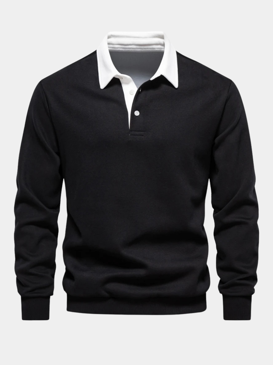 Suéter Polo Peeter Signature con Contraste Clásico