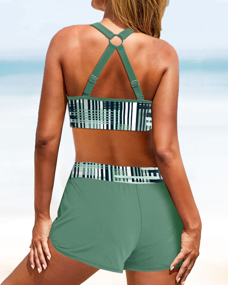 Bikini texturizado de talle alto para mujer