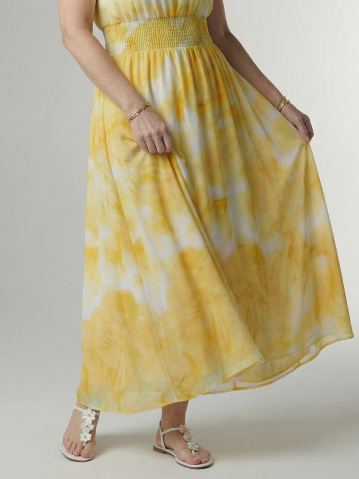 Constanza | Vestido Midi con Cuello Halter Fruncido