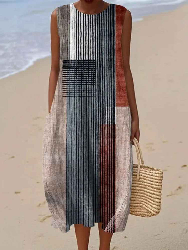 Rosenda - Vestido de Verano con Diseño Geométrico Abstracto
