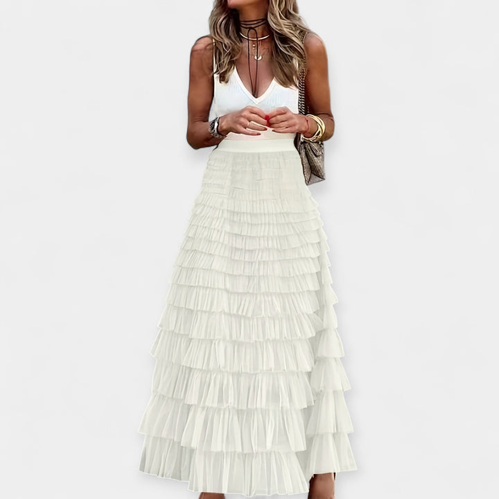Falda boho con borde de red