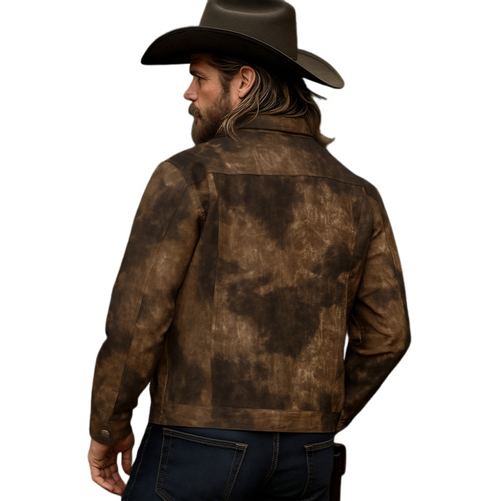 Men's Retro Distressed PU Leather Lapel Jacket - Model MTA2098H3X