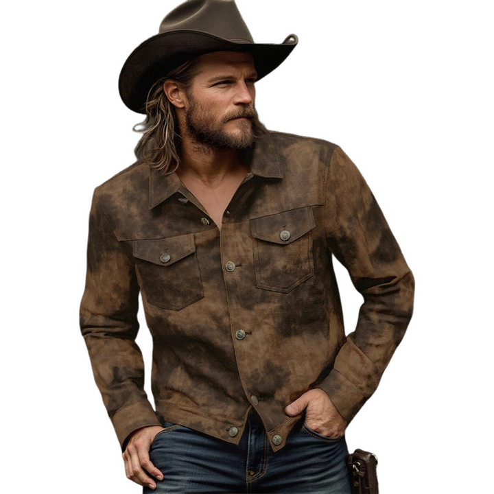 Men's Retro Distressed PU Leather Lapel Jacket - Model MTA2098H3X