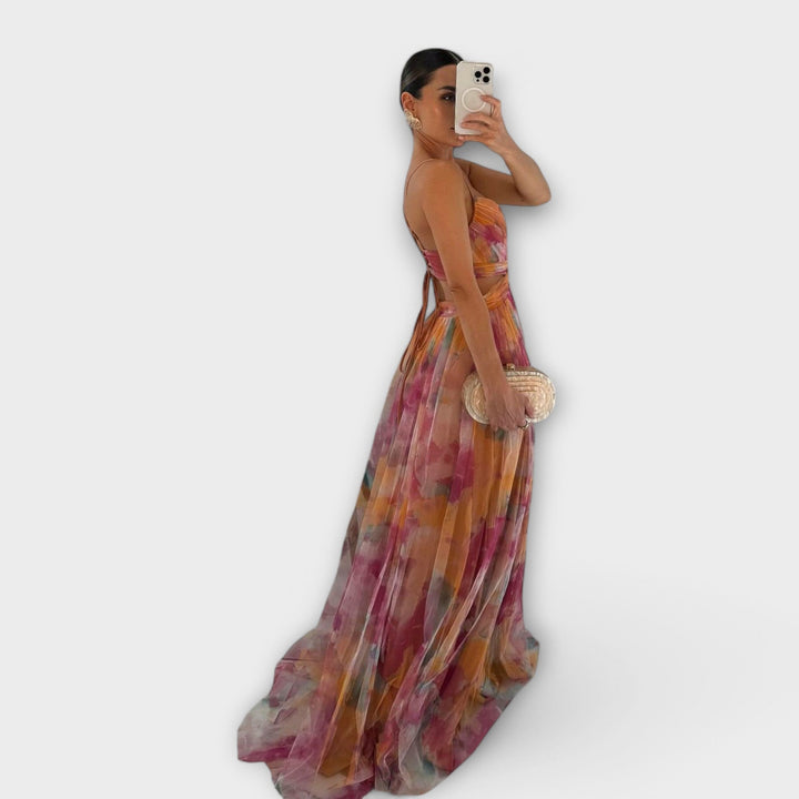 Vestido Maxi Ligero con Tirantes Finos y Caída Fluida