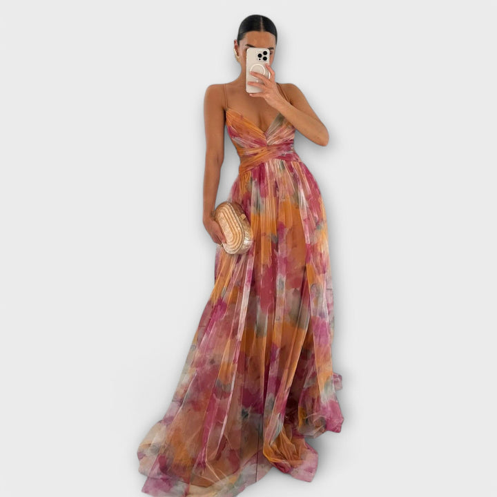 Vestido Maxi Ligero con Tirantes Finos y Caída Fluida