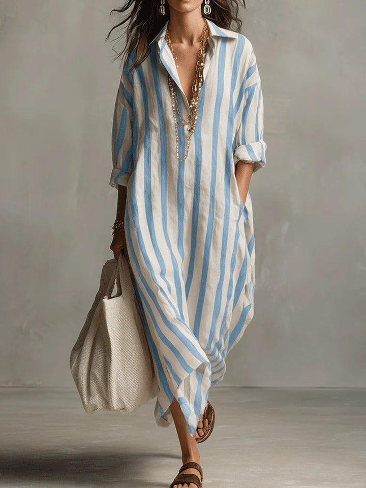 SUMMERBREEZE™ Triibuline Naiste Maxi Kleit