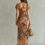 Mariana | Vestido Midi con Mangas Voladas y Abertura