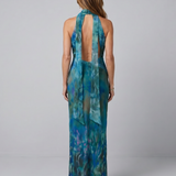 Isabel | Vestido Maxi Sin Mangas con Cuello Halter y Abertura