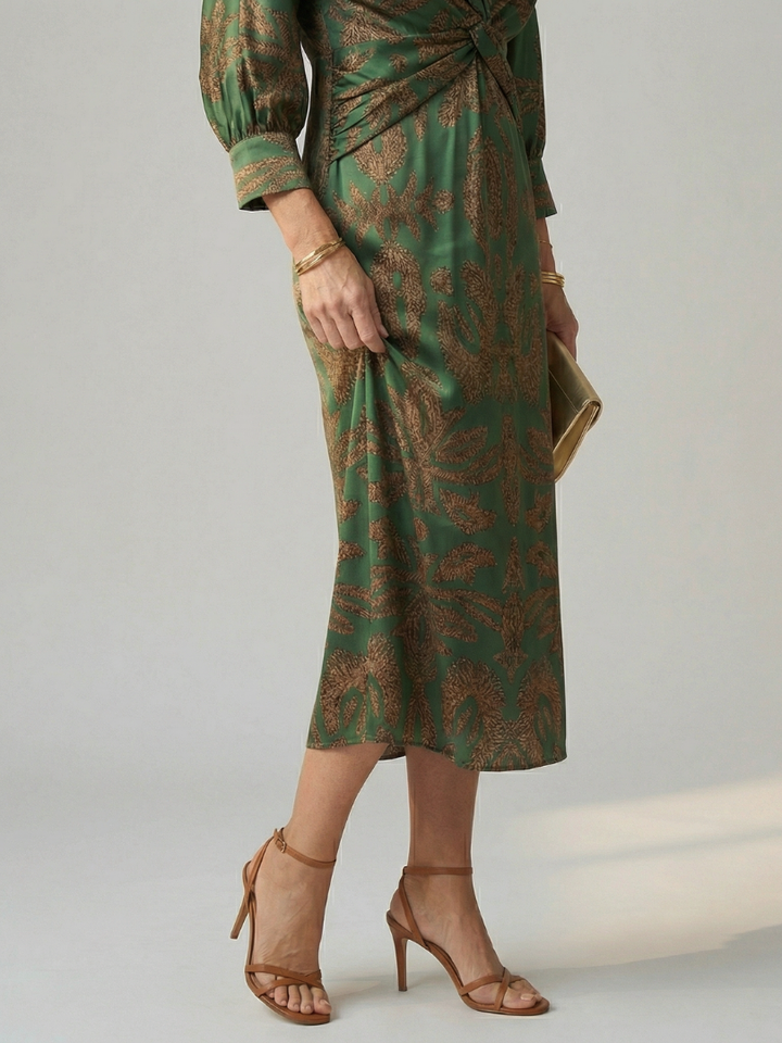 Soledad | Vestido Midi Envueltos Natural