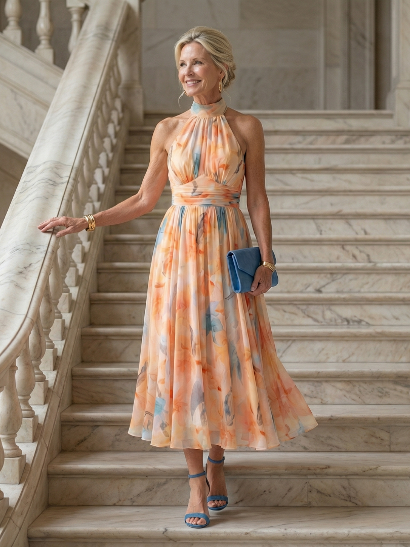 Elena | Vestido Midi con Halter Suave