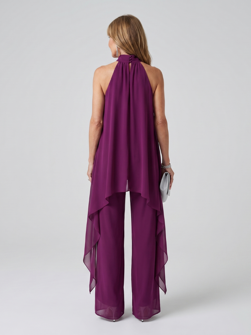Blanca | Conjunto de Túnica Asimétrica con Cuello Halter