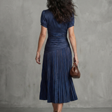 Rocío | Vestido midi con cintura plisada y rayas
