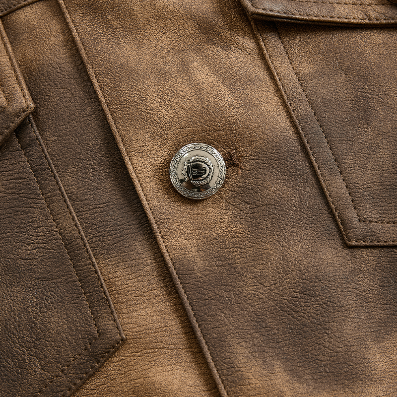 Men's Retro Distressed PU Leather Lapel Jacket - Model MTA2098H3X