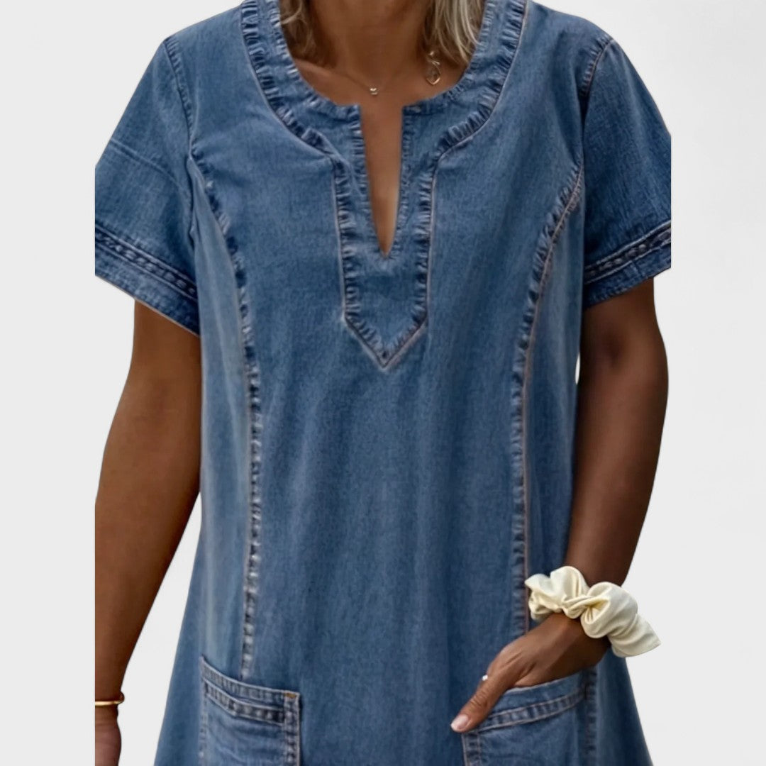 Vestido Julia™ Denim Fluido de Diario