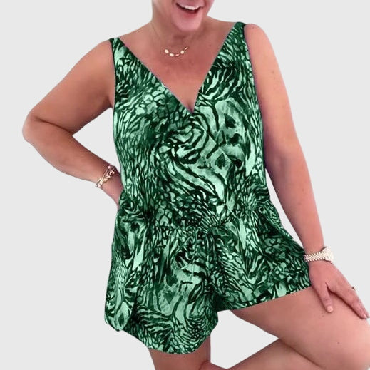 Vestido de baño azul con estampado para mujer