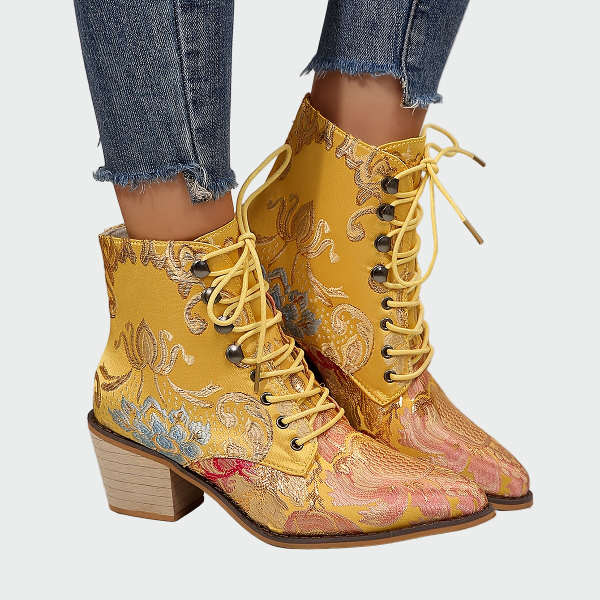 Ulvi Floral Leather Pool Boots