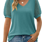 LUCIA™ - Top con escote en V y mangas semitransparentes