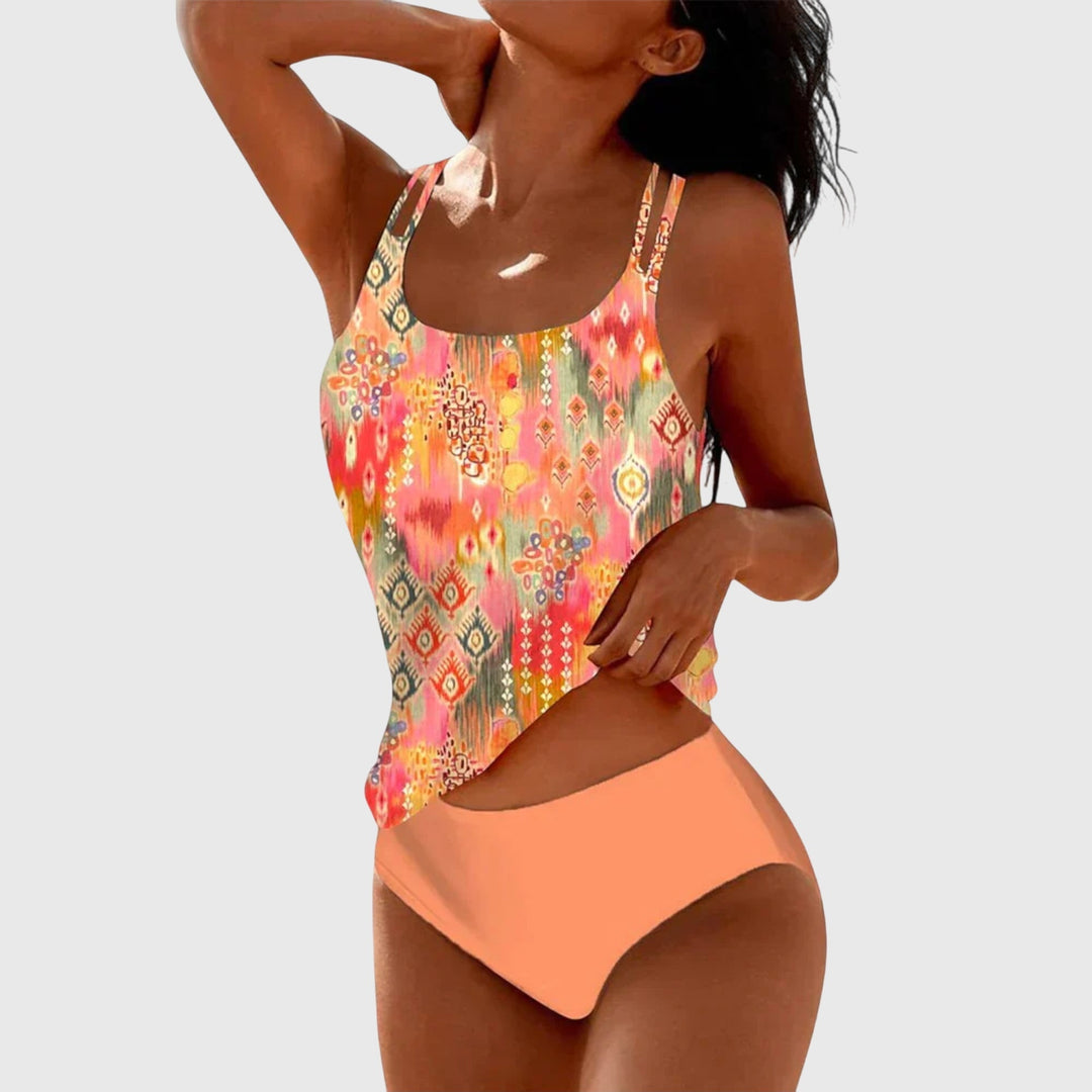Bañador de una pieza estampado con aberturas laterales para mujer
