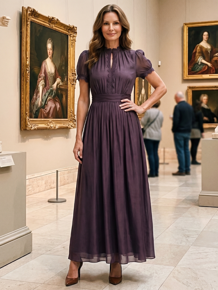 Amalia | Vestido Maxi con Escote en Forma de Llave y Cintura Fruncida