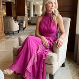 Jimena | Vestido Maxi con Cuello Alto y Volantes