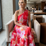 Mercedes | Vestido Midi con Cuerpo Plisado de Un Hombro