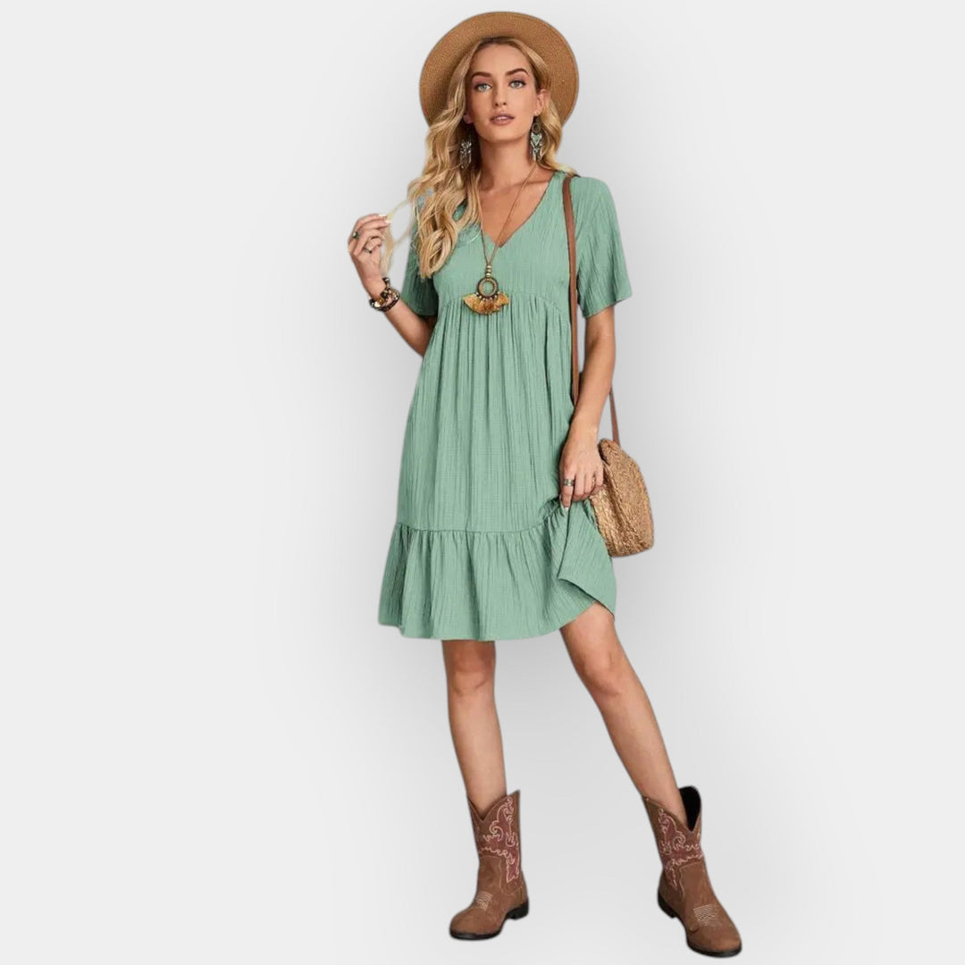 Vestido Midi Fluido con Escote en V Favorecedor