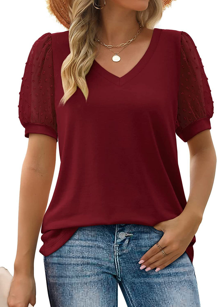 LUCIA™ - Top con escote en V y mangas semitransparentes