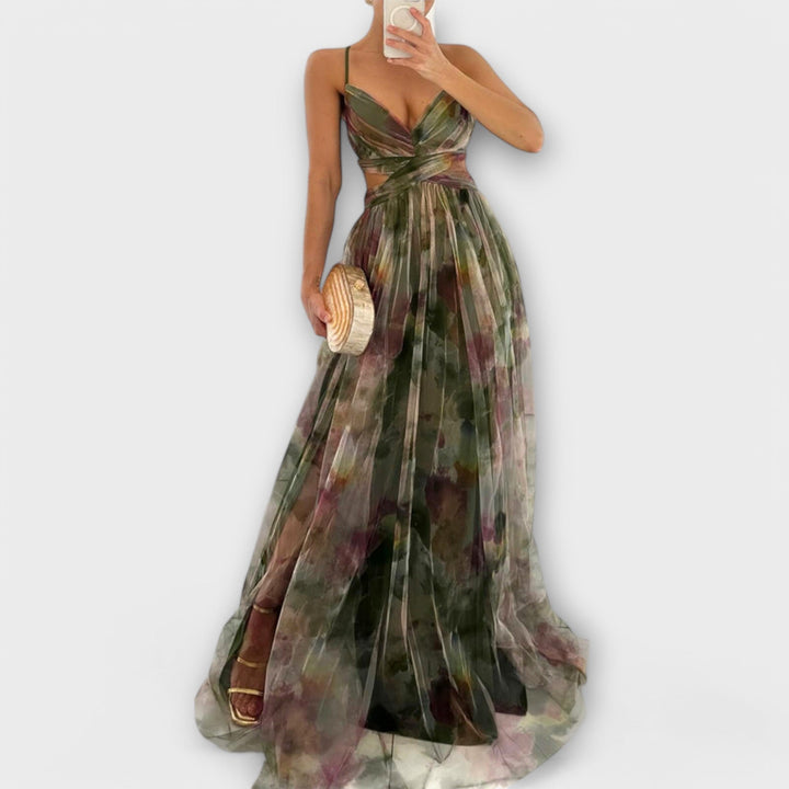 Vestido Maxi Ligero con Tirantes Finos y Caída Fluida