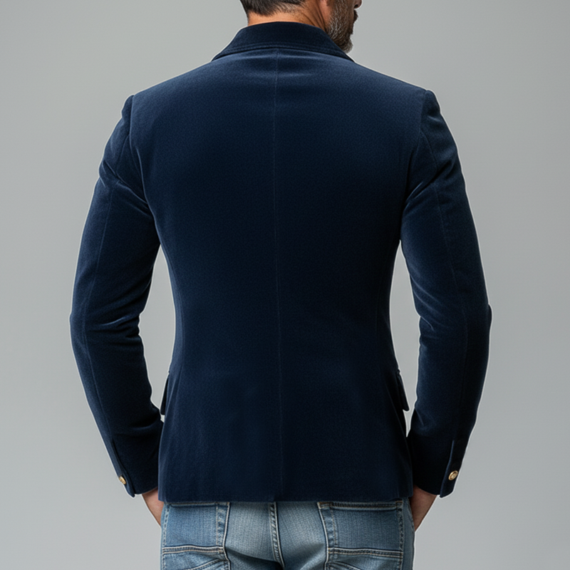 Men's Double-Breasted Matte Velvet Lapel Jacket - Model MTA0743K3X