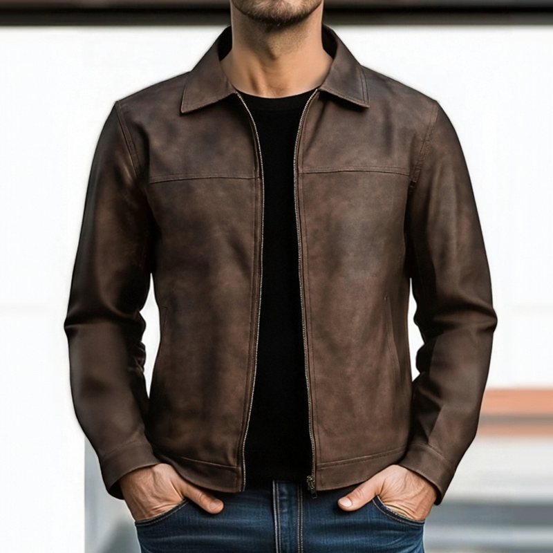Men's Retro Distressed Leather Jacket