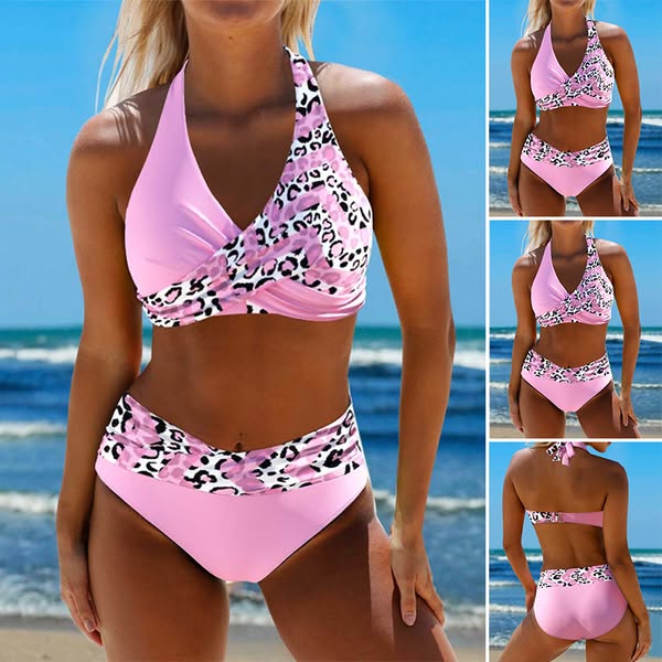 Bikini cruzado de talle alto para mujer