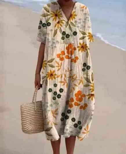 Lina | Vestido Vintage con Estampado Floral