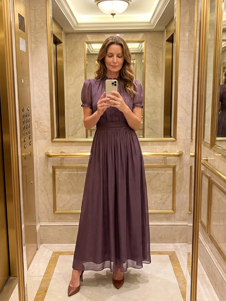 Amalia | Vestido Maxi con Escote en Forma de Llave y Cintura Fruncida