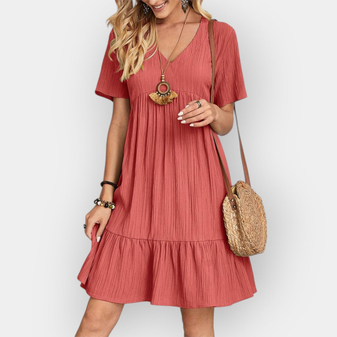 Vestido Midi Fluido con Escote en V Favorecedor