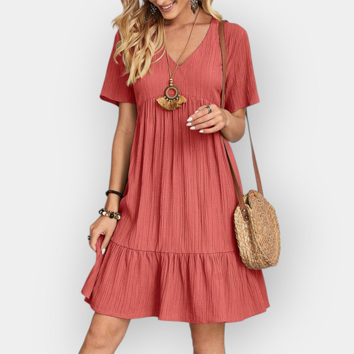 Vestido Midi Fluido con Escote en V Favorecedor