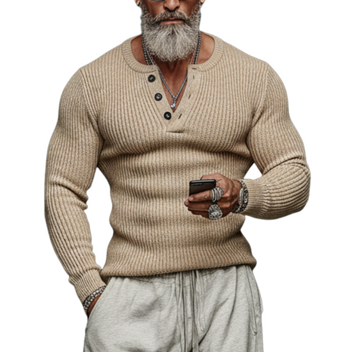 Men's Slim Fit Classic Henley Sweater with Tough Casual Style - MTA2871J6K