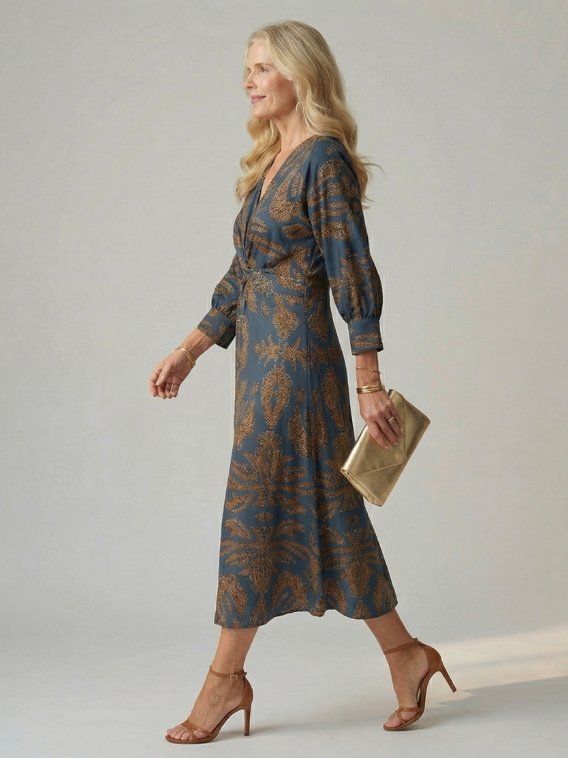 Soledad | Vestido Midi Envueltos Natural
