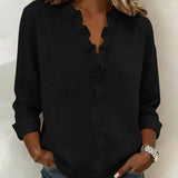 Vera | Blusa con Volantes, Escote en V y Mangas Largas